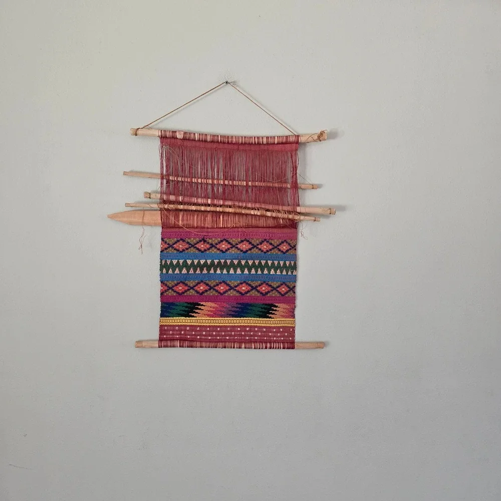 VBI Inc Guatemalan Handwoven Backstrap Loom Textile Wall Hanging Art